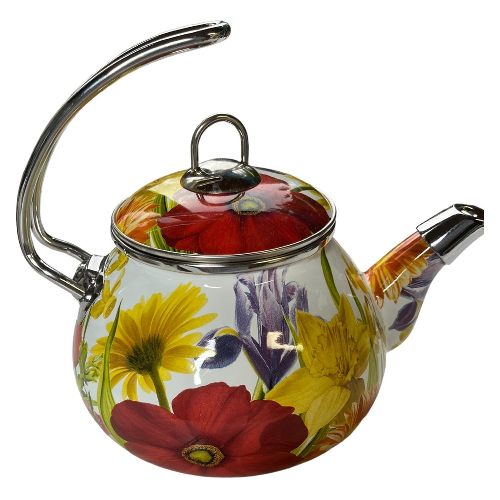 The Pioneer Woman 2.3 Qt Enameled Steel Flower Garden Tea Kettle